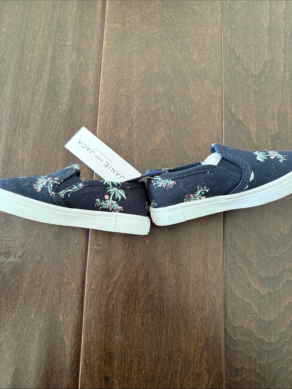 NWT Janie and Jack Navy Slip-On Sneakers with Palm Print - Picture 4 of 6